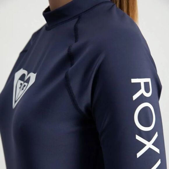 ROXY rash guard short sleeve‎ shirt Navy Blue Large NWT in packaging - Picture 3 of 6